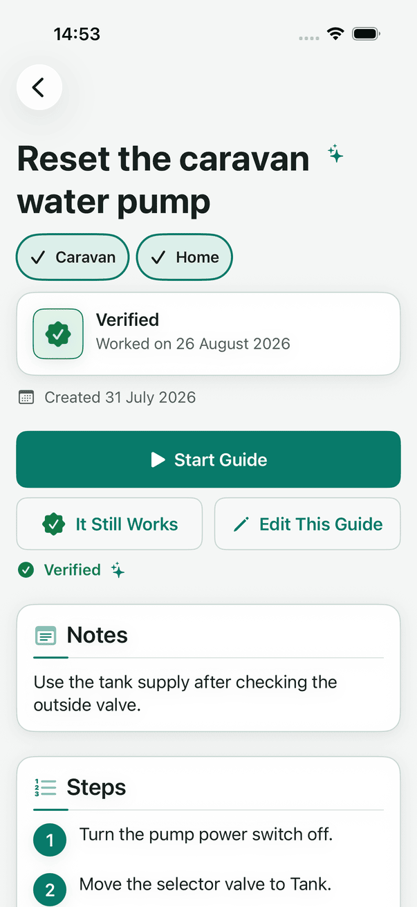 Verified caravan water pump guide with categories, notes and steps